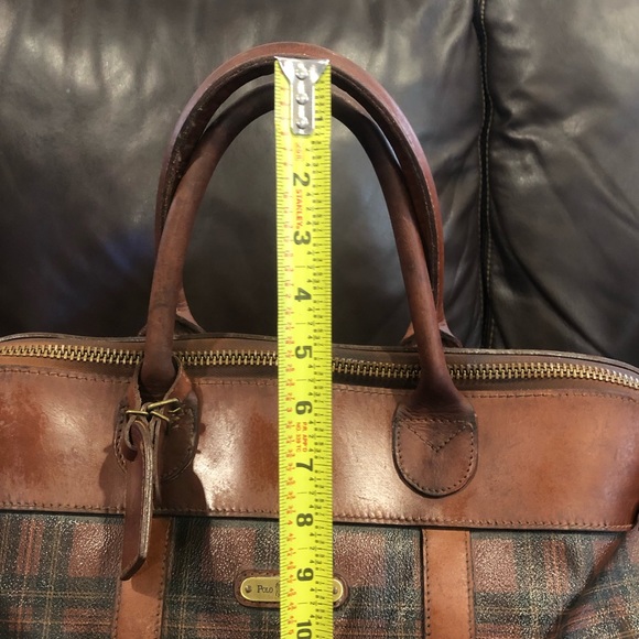 RALPH LAUREN Tartan Plaid Red Brown Boston Weekend Travel Doctor’s Bag 55cm - Picture 10 of 17